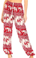 Sakkas Akilla Women's Loose Printed Yoga Elephant Pants Elastic Waist w/Pocket#color_E-Burgundy