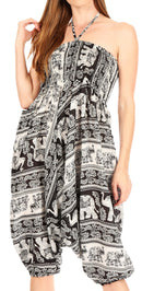 Sakkas Valdis Women's Boho Harem Loose Baggy Jumpsuit Pants Elephant Smock Elastic