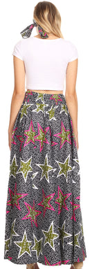 Sakkas Sora Women's Wide Leg Loose African Ankara Print Pants Casual Elastic Waist