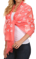 Sakkas Hillary summer breeze lightweight flowing sheer gauze wrap scarf#color_5-Coral