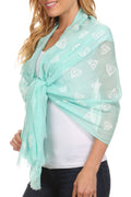 Sakkas Hillary summer breeze lightweight flowing sheer gauze wrap scarf#color_5-Mint