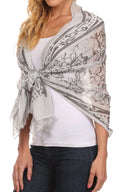 Sakkas Hillary summer breeze lightweight flowing sheer gauze wrap scarf#color_8-Grey