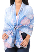Sakkas Nichole summer gauze featherweight patterned versitile sheer scarf wrap#color_Print12