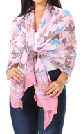 Sakkas Nichole summer gauze featherweight patterned versitile sheer scarf wrap#color_Print1