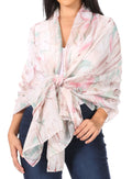 Sakkas Nichole summer gauze featherweight patterned versitile sheer scarf wrap#color_Print6