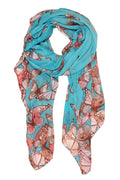 Sakkas Nichole summer gauze featherweight patterned versitile sheer scarf wrap#color_5-Turquoise
