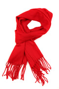 Sakkas Booker Cashmere Feel Solid Colored Unisex Winter Scarf With Fringe#color_Red