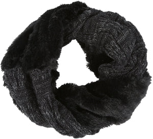 Sakkas Dalien Two-Sided Faux Fur & Cable Knit Short Infinity Scarf