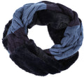 Sakkas Maye short Two Sided Faux Fur Multi Colored Bolcked Wrap Infinity Scarf#color_Blue/Black