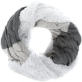Sakkas Maye short Two Sided Faux Fur Multi Colored Bolcked Wrap Infinity Scarf#color_Grey
