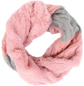 Sakkas Maye short Two Sided Faux Fur Multi Colored Bolcked Wrap Infinity Scarf#color_Pink/Grey
