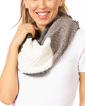 Sakkas Julie Short Wrap Around Two Sided Faux Fur And Ribbed Knit Infinity Scarf#color_Grey/Blue