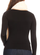 Sakkas Malen Long Rectangle Faux Fur Warm Soft Furry Wrap Around Loophole Scarf