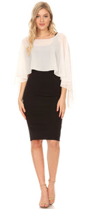 Sakkas Anya Women's Soft Chiffon Wedding Bridesmaid Bridal Cape Wrap Bolero Shrug