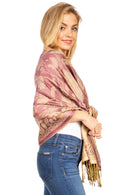 Sakkas Gianna Women's Silky Soft Reversible Floral Woven Pashmina Scarf Shawl Wrap