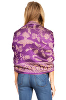 Sakkas Gianna Women's Silky Soft Reversible Floral Woven Pashmina Scarf Shawl Wrap