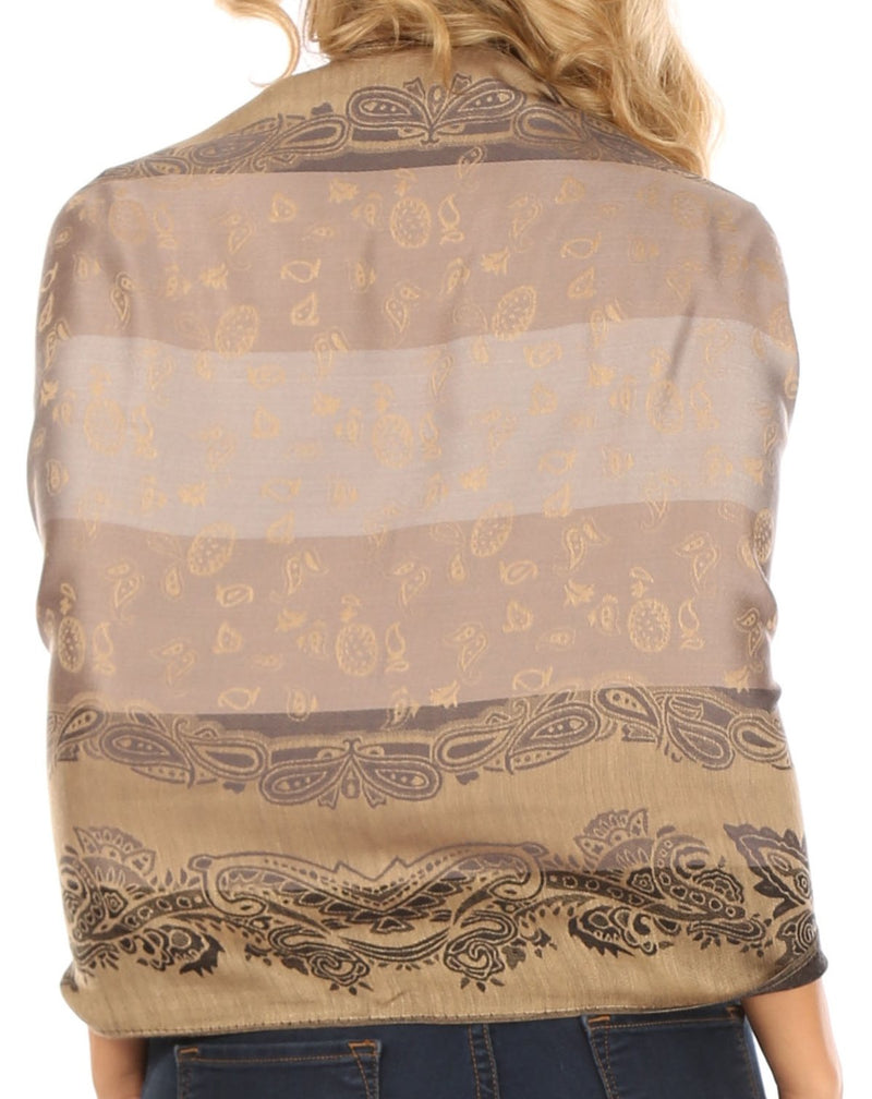 Sakkas Alessa Women's Silky Soft Reversible PaisleyPrint Pashmina Scarf Shawl Wrap
