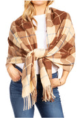 Sakkas Martinna Women's Winter Warm Super Soft and Light Pattern Shawl Scarf Wrap#color_23-PL-BeigeBrown