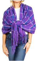 Sakkas Martinna Women's Winter Warm Super Soft and Light Pattern Shawl Scarf Wrap#color_23-PL-DkPurpleWhite