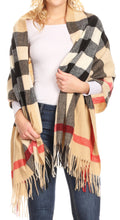 Sakkas Martinna Women's Winter Warm Super Soft and Light Pattern Shawl Scarf Wrap#color_Camel/multi 