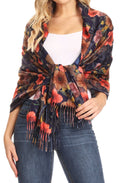 Sakkas Oria Women's Soft Lightweight Colorful Printed Shawl Scarf Wrap Stole#color_Floral2