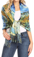 Sakkas Oria Women's Soft Lightweight Colorful Printed Shawl Scarf Wrap Stole#color_Nature1