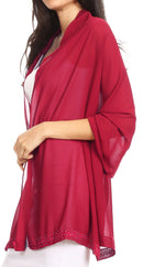 Sakkas Naomi Women Soft Sheer Embellished Chiffon Bridal Wedding Scarf Shawl Wrap