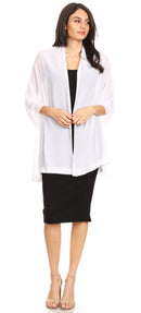 Sakkas Naomi Women Soft Sheer Embellished Chiffon Bridal Wedding Scarf Shawl Wrap