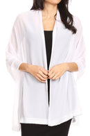 Sakkas Naomi Women Soft Sheer Embellished Chiffon Bridal Wedding Scarf Shawl Wrap