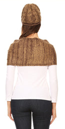 Sakkas Theo Unisex Warm Winter Heather and stripes Knit Hat & Scarf Set