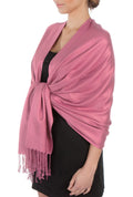 Sakkas Large Soft Silky Pashmina Shawl Wrap Scarf Stole in Solid Colors#color_BubblegumPink
