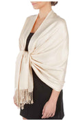 Sakkas Large Soft Silky Pashmina Shawl Wrap Scarf Stole in Solid Colors#color_MoonLightGrey