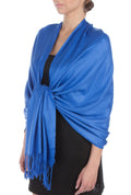 Sakkas Large Soft Silky Pashmina Shawl Wrap Scarf Stole in Solid Colors#color_RoyalBlue