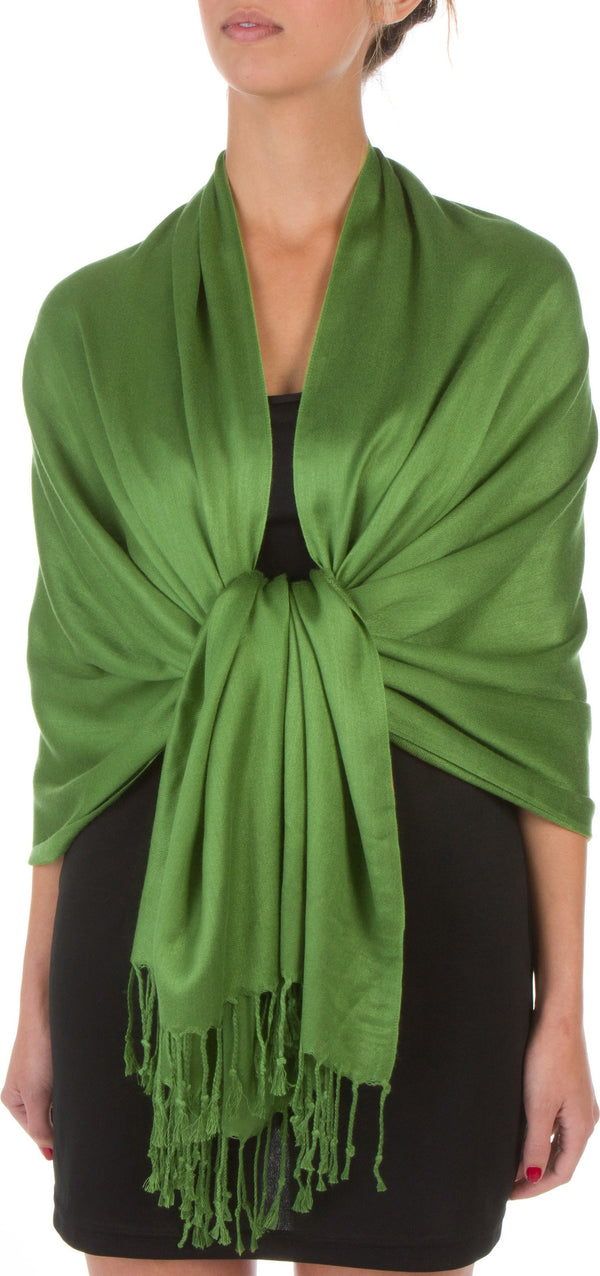 Sakkas 78" X 28" Rayon from Bamboo Soft Solid Pashmina Feel Shawl / Wrap / Stole#color_AppleGreen