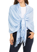 Sakkas 78" X 28" Rayon from Bamboo Soft Solid Pashmina Feel Shawl / Wrap / Stole#color_BabyBlue
