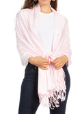 Sakkas 78" X 28" Rayon from Bamboo Soft Solid Pashmina Feel Shawl / Wrap / Stole#color_BubblegumPink