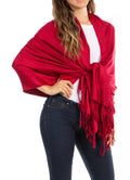 Sakkas 78" X 28" Rayon from Bamboo Soft Solid Pashmina Feel Shawl / Wrap / Stole#color_DarkRed