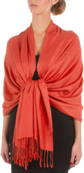 Sakkas 78" X 28" Rayon from Bamboo Soft Solid Pashmina Feel Shawl / Wrap / Stole#color_Pumpkin
