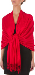 Sakkas 78" X 28" Rayon from Bamboo Soft Solid Pashmina Feel Shawl / Wrap / Stole#color_Red