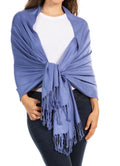 Sakkas 78" X 28" Rayon from Bamboo Soft Solid Pashmina Feel Shawl / Wrap / Stole#color_SteelBlue