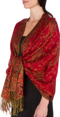 Sakkas Double Layer Jacquard Paisley Pashmina Shawl / Wrap / Stole#color_Red