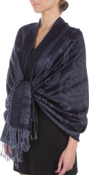 Sakkas Lightweight Two Tone Paisley Design Pashmina Fringe Scarf / Stole / Wrap