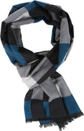 Sakkas Lawren Long Multi Colored Checkered Warm UniSex Cashmere Feel Scarf#color_Navy