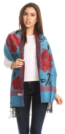 Sakkas Soffia Damask Rose Super Soft and Warm Pashmina Scarf Shawl Wrap Stole