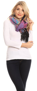 Sakkas Aurora Floral Rose Pashmina Scarf Shawl Wrap with Fringe Super Warm Soft