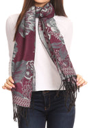 Sakkas Aurora Floral Rose Pashmina Scarf Shawl Wrap with Fringe Super Warm Soft
