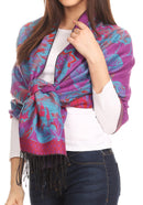 Sakkas Aurora Floral Rose Pashmina Scarf Shawl Wrap with Fringe Super Warm Soft