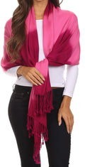 Sakkas Vicki Trendy Ombre Stripe Tie Dye Pashmina/ Shawl/ Wrap/ Stole#color_Berry