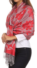 Sakkas Tawny Reversible Butterfly Pashmina/ Shawl/ Wrap/ Stole#color_Red