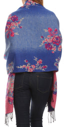 Sakkas Ontario double layer floral Pashmina/ Shawl/ Wrap/ Stole with fringe